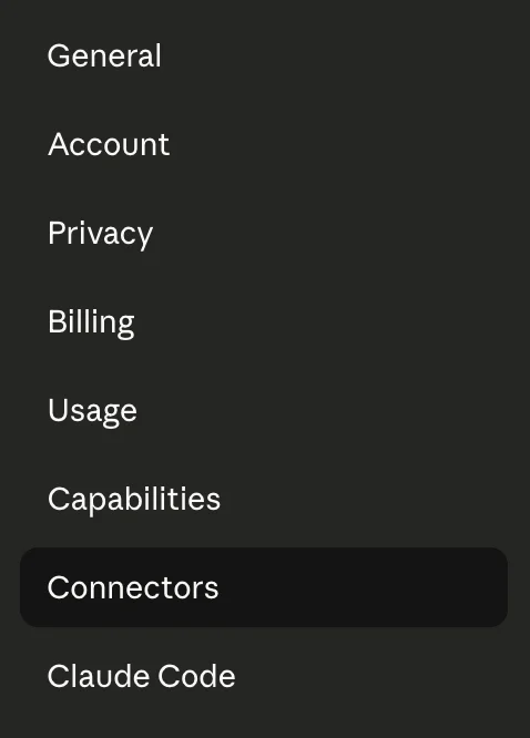 Claude Settings Connectors