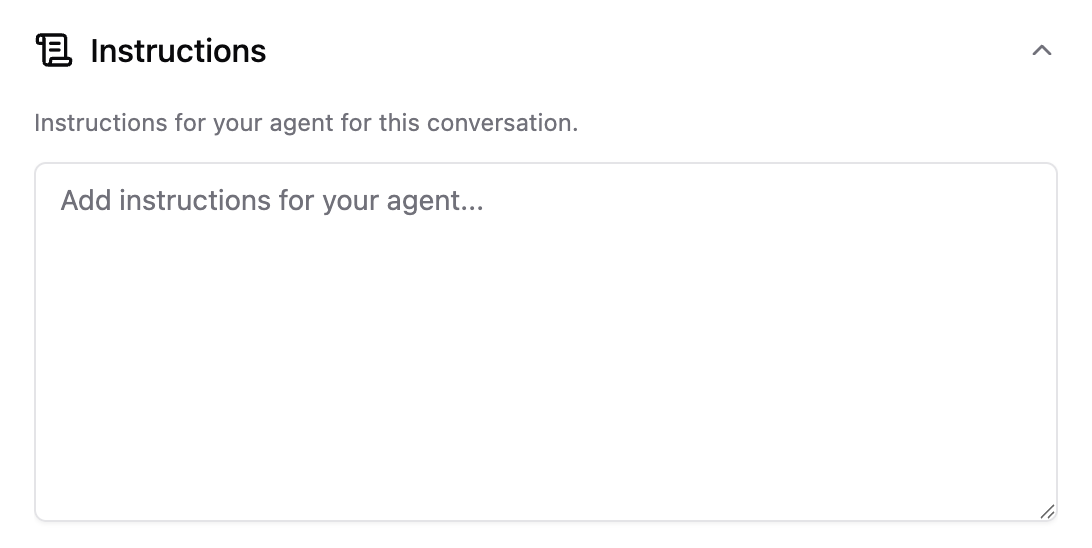 Instructions panel in the conversation sidebar